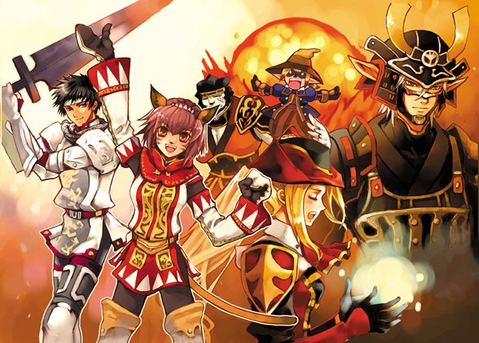 2girls, 4boys, black_mage, elf, elvaan, final_fantasy, final_fantasy_xi, galka