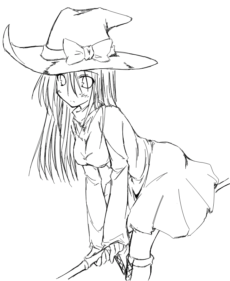 bathory, boots, kaminagi_(kaminagi-tei), monochrome, ragnarok_online, witch