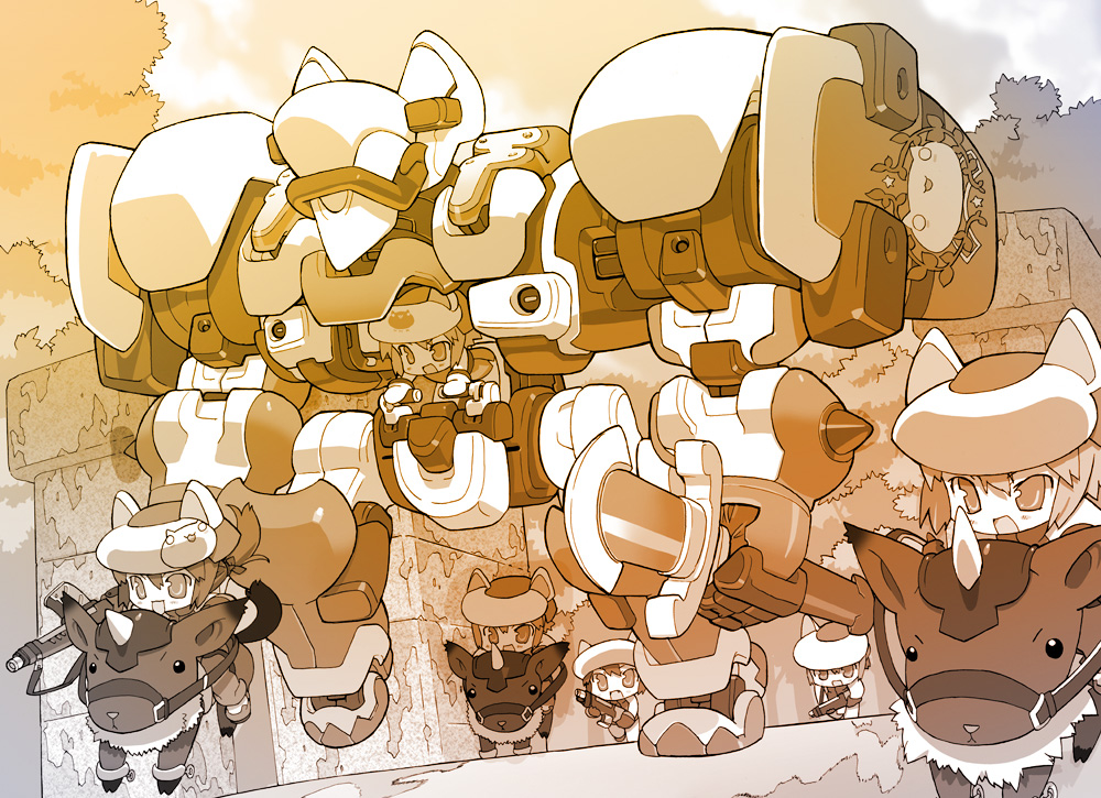 6+girls, animal_ears, bad_id, blade_(galaxist), busou_shinki, cat_ears, chibi, gradient