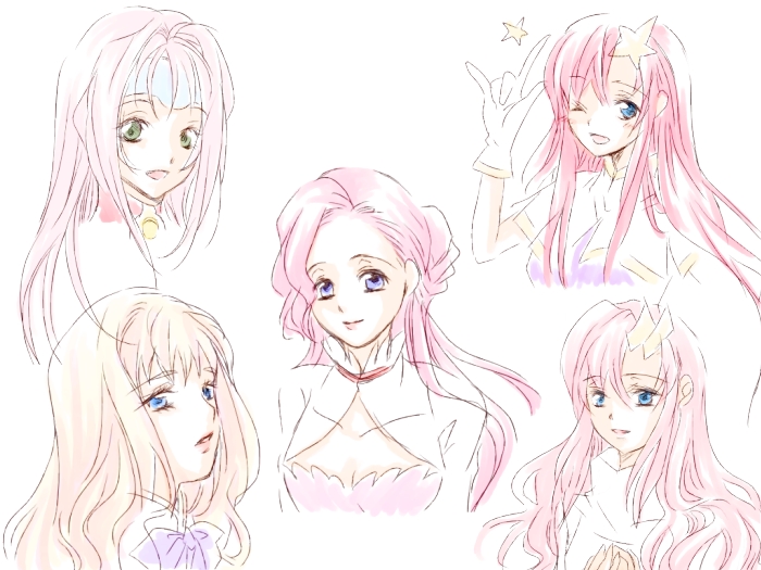 code_geass, euphemia_li_britannia, gundam, gundam_seed, gundam_seed_destiny, haruhi_(pixiv), lacus_clyne, macross, macross_7, macross_frontier, meer_campbell, mylene_jenius, pink_hair, sheryl_nome