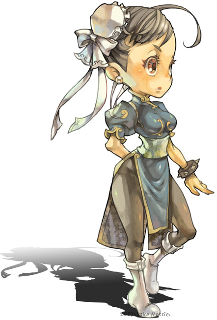 1girl, bad_id, capcom, chibi, china_dress, chinese_clothes, chun-li, dress