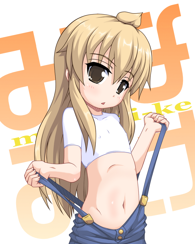 ahoge, babydoll_t-shirt, brown_eyes, brown_hair, crop_top, erect_nipples, flat_chest, k10k