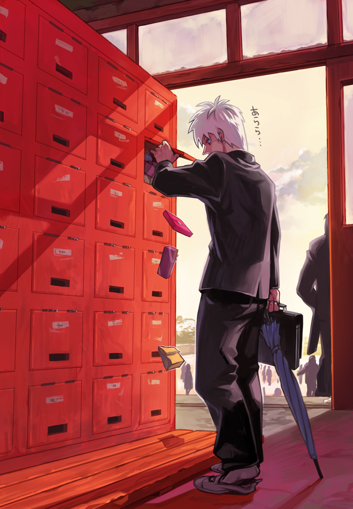 1boy, akagi, akagi_shigeru, gakuran, locker, male_focus, school_uniform, serafuku