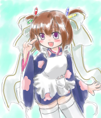 00s, 1girl, binzume_yousei, bottle_fairy, fang, lowres, solo, tamachan