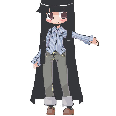 1girl, casual, female, houraisan_kaguya, lowres, oekaki, pants, simple_background
