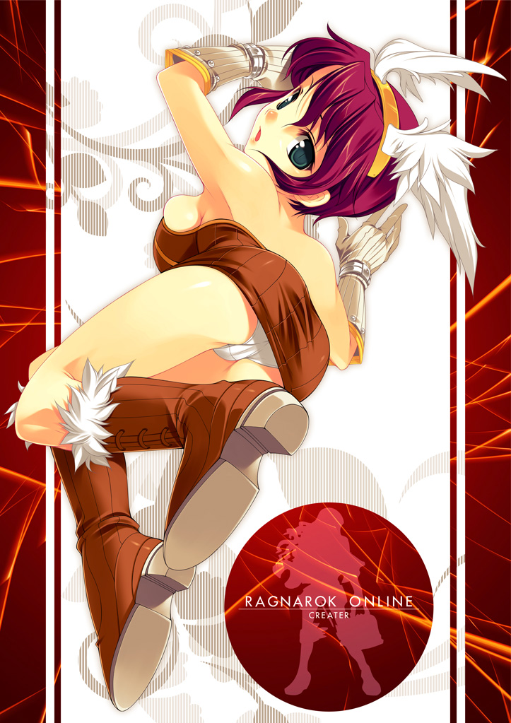 1girl, alchemist, alchemist_(ragnarok_online), happy_core_(artist), kinoshita_ichi, panties, ragnarok_online, solo