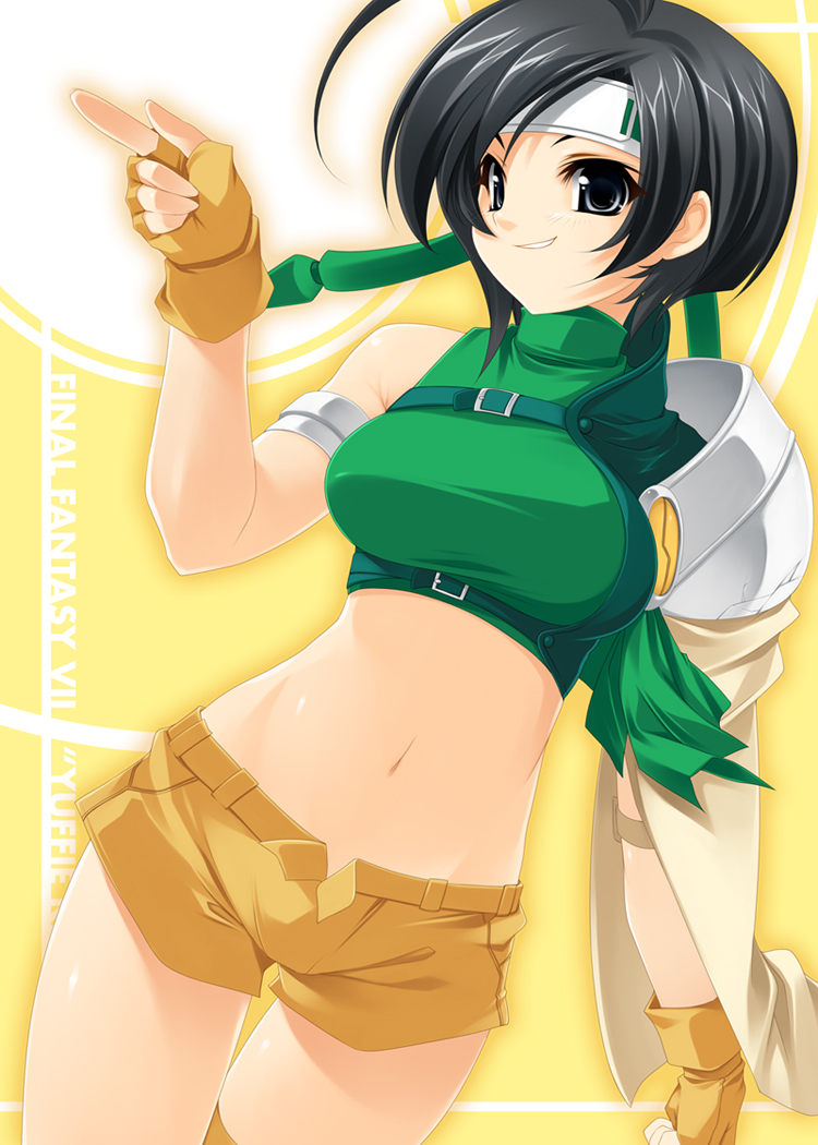 1girl, bare_shoulders, black_hair, final_fantasy, final_fantasy_vii, gloves, grey_eyes, happy_core_(artist)