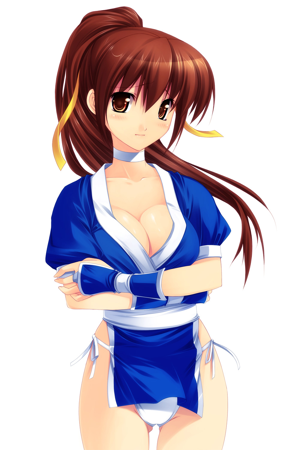 1girl, breast_hold, breasts, choker, cleavage, crossed_arms, dead_or_alive, happy_core_(artist)