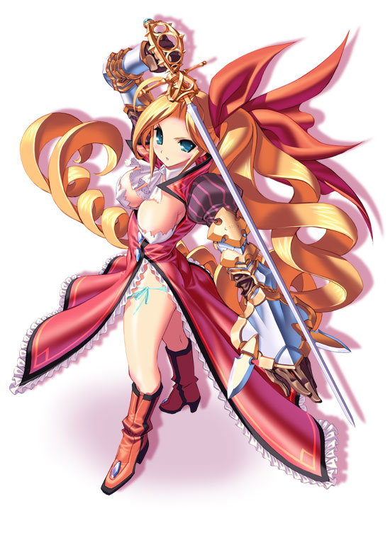 1girl, ahoge, aqua_panties, arm_up, armor, armored_dress, blue_eyes, boots