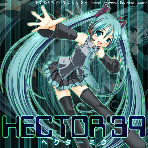 15citron, 1girl, aqua_hair, hatsune_miku, lowres, solo, thigh-highs, twintails