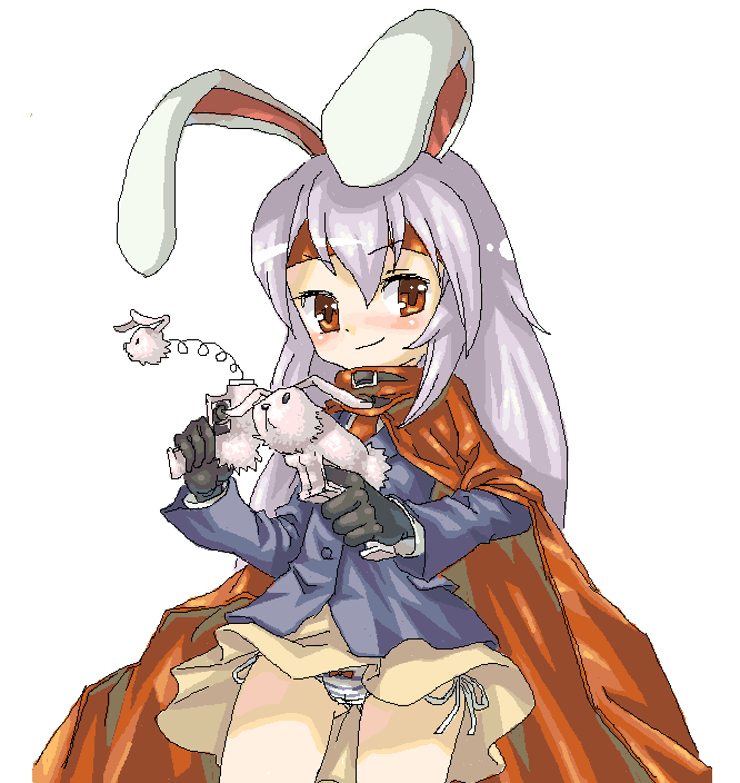 1girl, advent_cirno, advent_reisen, animal_ears, brown_eyes, cape, cosplay, female, final_fantasy, final_fantasy_vii, panties, pantyshot, pantyshot_(standing), purple_hair, rabbit_ears, reisen_udongein_inaba, side-tie_panties, skirt, smile, solo, standing, striped, striped_panties, touhou, underwear, upskirt, vincent_valentine, vincent_valentine_(cosplay)