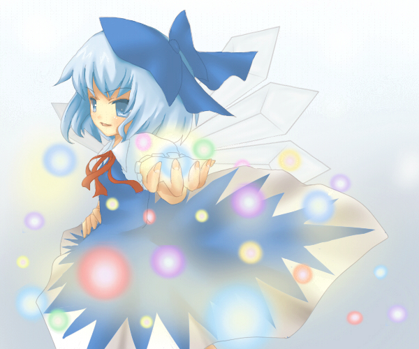 1girl, bow, cirno, danmaku, female, solo, the_embodiment_of_scarlet_devil, toda_ayu
