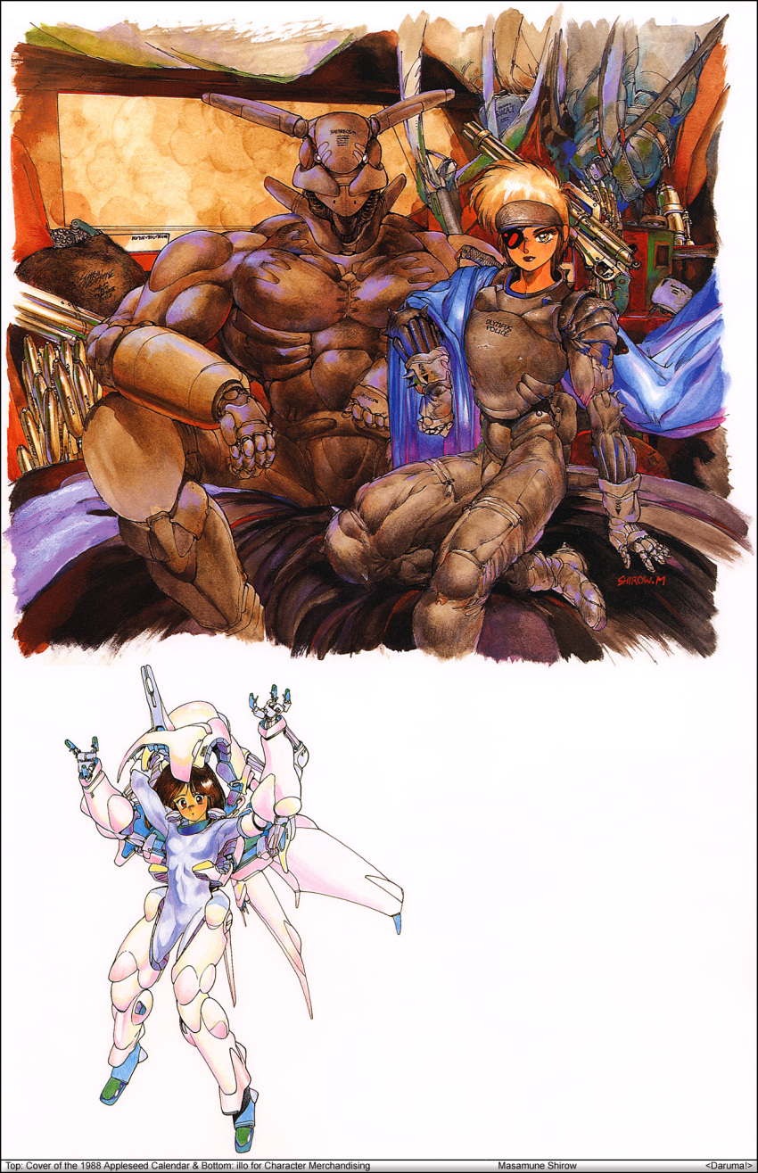 80s, appleseed, briareos_hecatonchires, deunan_knute, highres, hitomi_(appleseed), intron_depot, oldschool