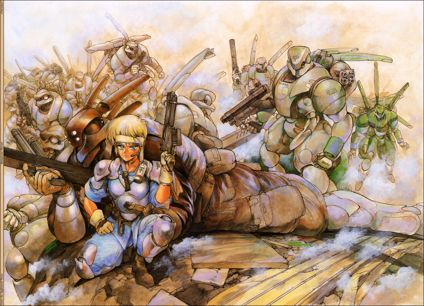 80s, appleseed, briareos_hecatonchires, deunan_knute, highres, intron_depot, landmate, oldschool