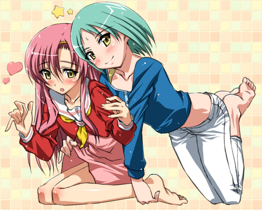 2girls, barefoot, feet, hayate_no_gotoku!, katsura_hinagiku, katsura_yukiji, multiple_girls, sanshita