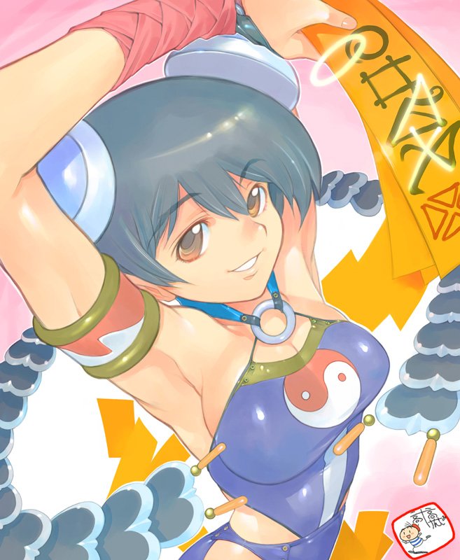 1girl, artist_name, bad_id, black_hair, breasts, original, signature, solo