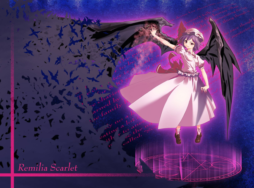 1girl, female, gradient, gradient_background, hat, highres, remilia_scarlet, skirt