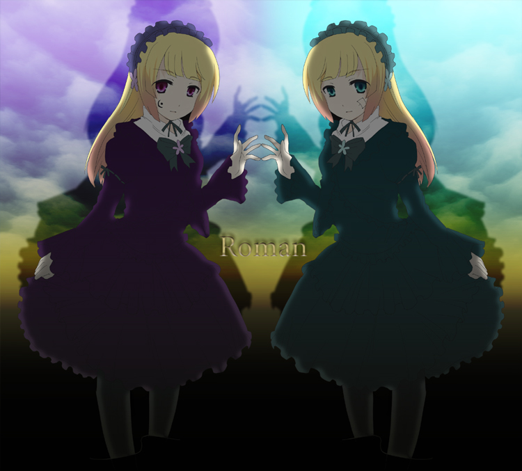 2girls, blonde_hair, gothic_lolita, hortense, lolita_fashion, long_hair, multiple_girls, roman