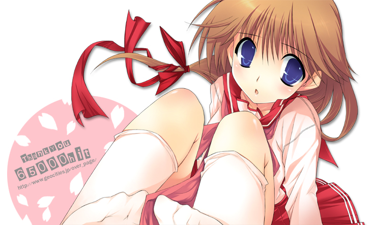1girl, :o, blush, hair_ribbon, kneehighs, komaki_ikuno, long_hair, long_sleeves