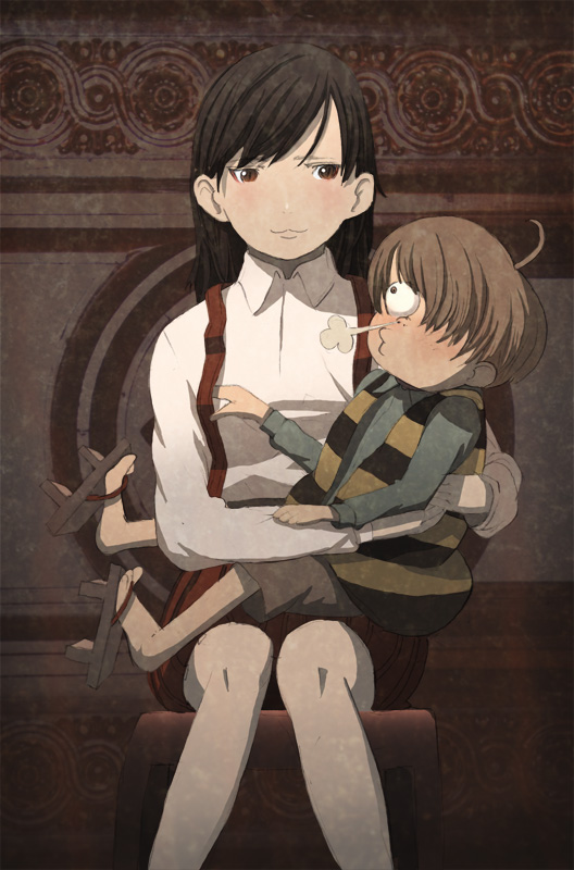 :3, ahoge, bad_id, gothic, hakaba_kitarou, kitarou, neko_(hakaba_kitarou), sitting