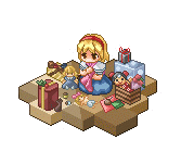 1girl, alice_margatroid, animated, animated_gif, blonde_hair, female, gift, isometric, knitting, lowres, makako, makako_(yume_bouei_shoujo_tai), pixel_art, shanghai_doll, short_hair, solo, touhou, transparent_background