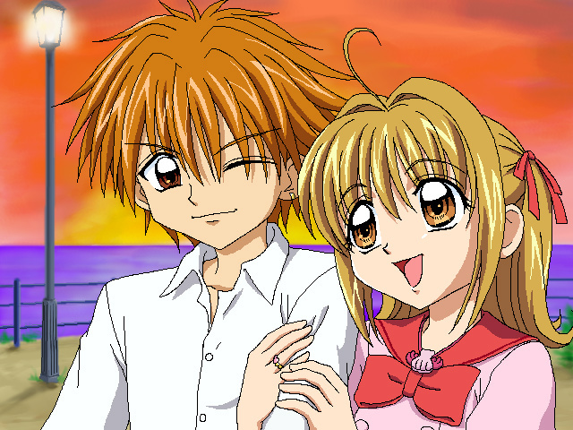 00s, 1boy, 1girl, akai_shinju, ankoku_tiger, arm_grab, arm_holding, doumoto_kaito