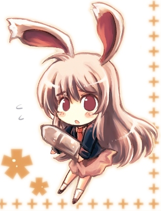 1girl, animal_ears, bullet, chibi, female, hajime_(hajime_doh), lowres, rabbit_ears