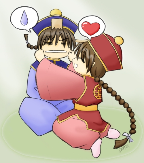 1boy, 1girl, :d, ^_^, ^o^, blue_dress, bongun, chinese_clothes