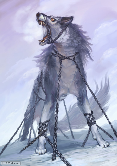 animal, chains, claws, fenrir, fenrir_(mythology), full_body, fur, g.river