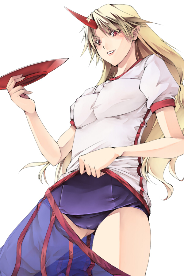 cup, cups, horn, horns, hoshiguma_yugi, hoshiguma_yuugi, kurokuro, long_hair