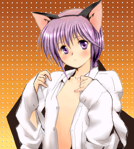 1boy, angelous_lazward, animal_ears, cat_ears, lowres, male_focus, oekaki, open_clothes