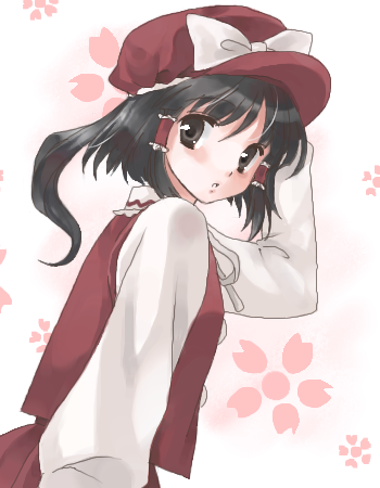 1girl, coco_(artist), female, hakurei_reimu, hat, lowres, solo, touhou