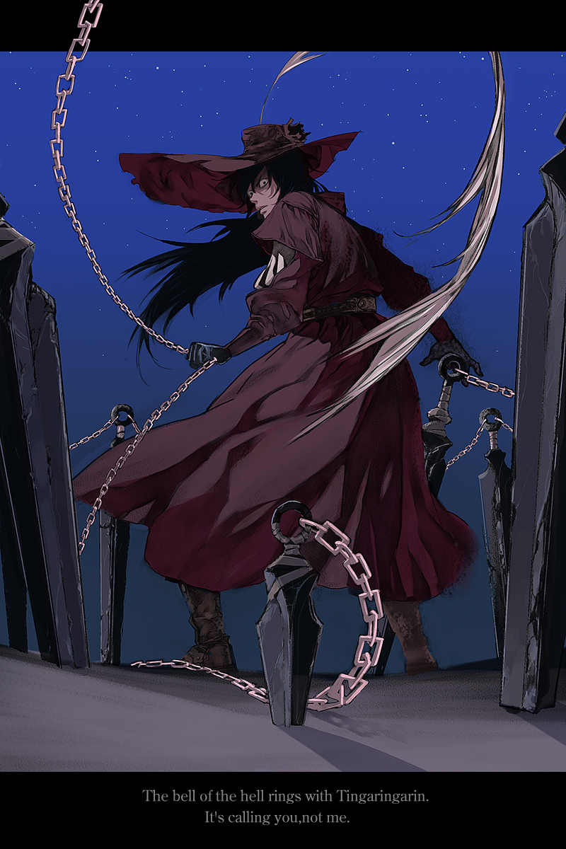 1boy, bad_id, blade, chains, highres, long_hair, male_focus, mayumio