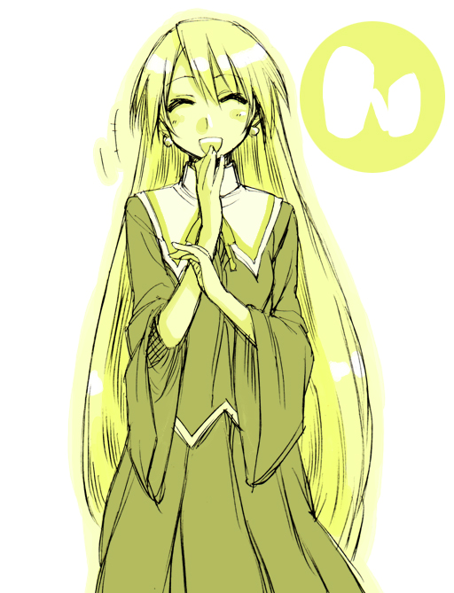 1girl, closed_eyes, long_hair, mahou_sensei_negima!, mikami_komata, mikami_konu, monochrome, nekane_springfield