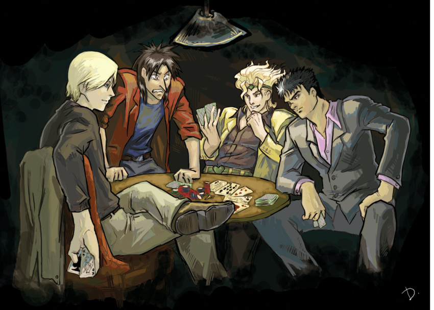 4boys, 90s, berserk, card, crossover, dio_brando, drawfag, guts