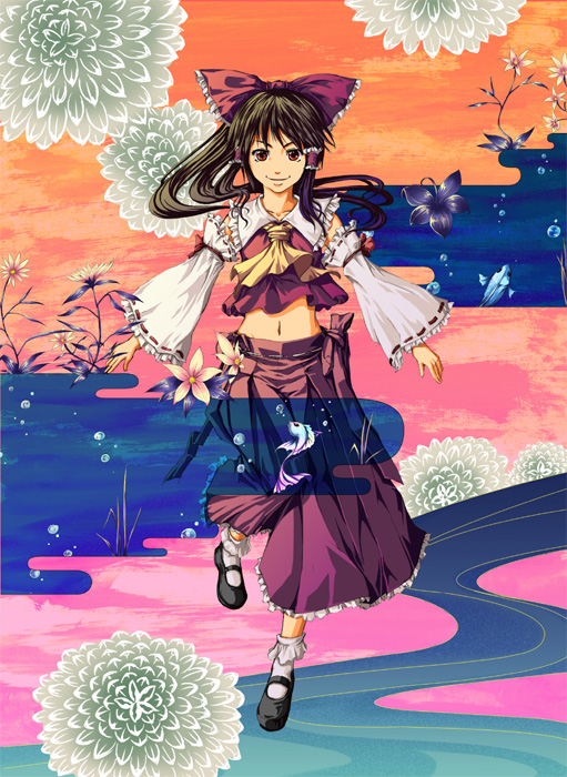 1girl, :d, bad_id, black_shoes, blush, bobby_socks, brown_eyes, brown_hair