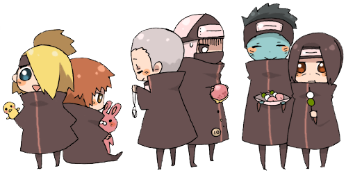 6+boys, akatsuki_(naruto), artist_request, chibi, deidara, everyone, hidan, hoshigaki_kisame, kakuhidan, kakuzu, lowres, male_focus, multiple_boys, naruto, naruto_shippuuden, pairs, sasori, uchiha_itachi