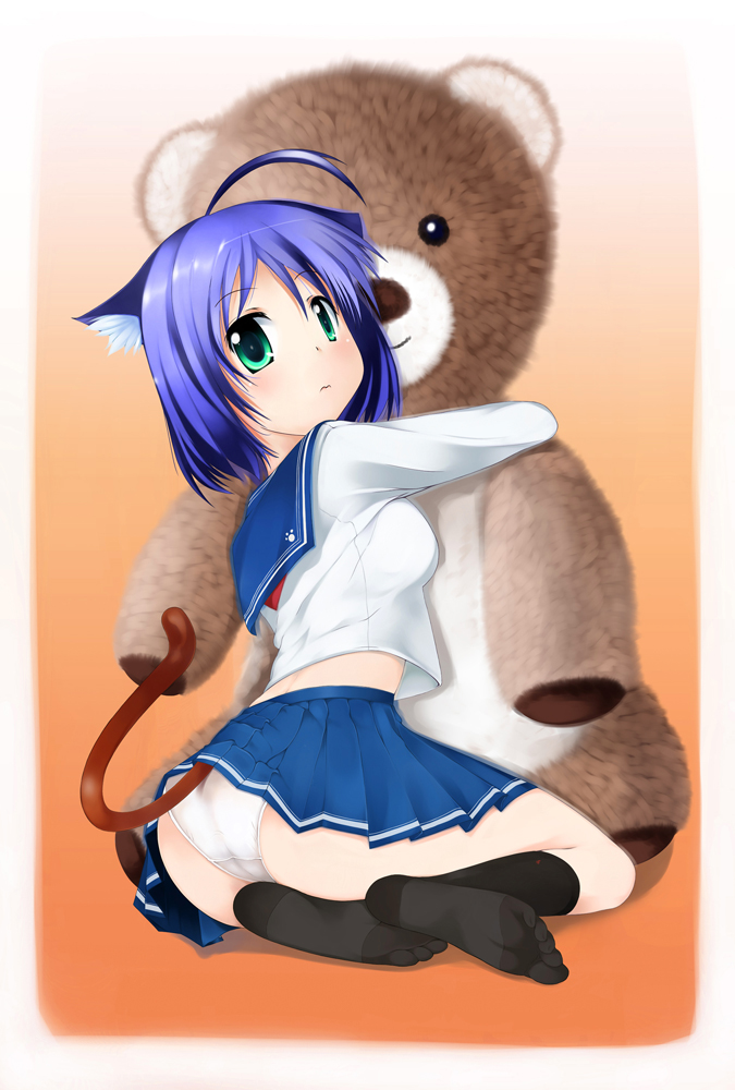 animal_ears, cat_ears, cat_tail, feet, fourthcape, misaki_takahiro, original, panties