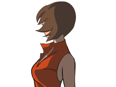 animated, animated_gif, bare_shoulders, blinking, brown_eyes, brown_hair, lowres, meiko