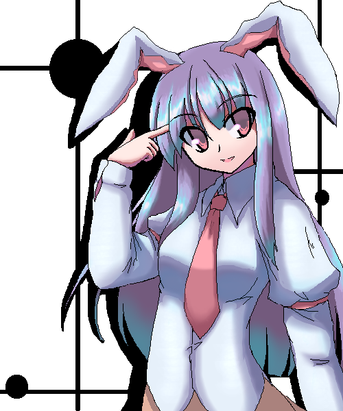 1girl, akiyasu, animal_ears, dress_shirt, female, finger_gun, lavender_hair, long_hair