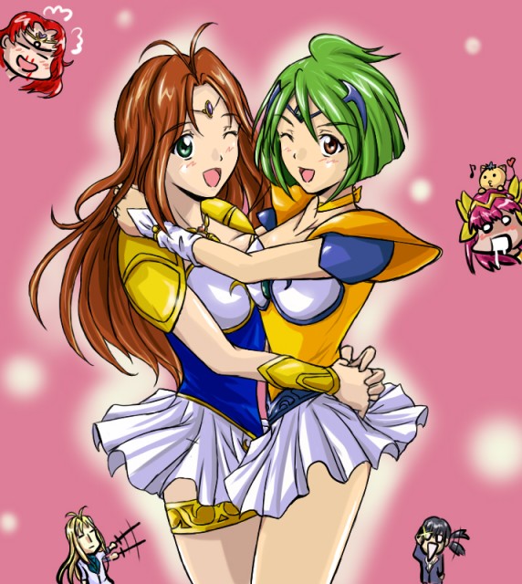 2boys, 4girls, 90s, amano_takuro, angel_daisy, angel_lily, angel_peach, angel_salvia