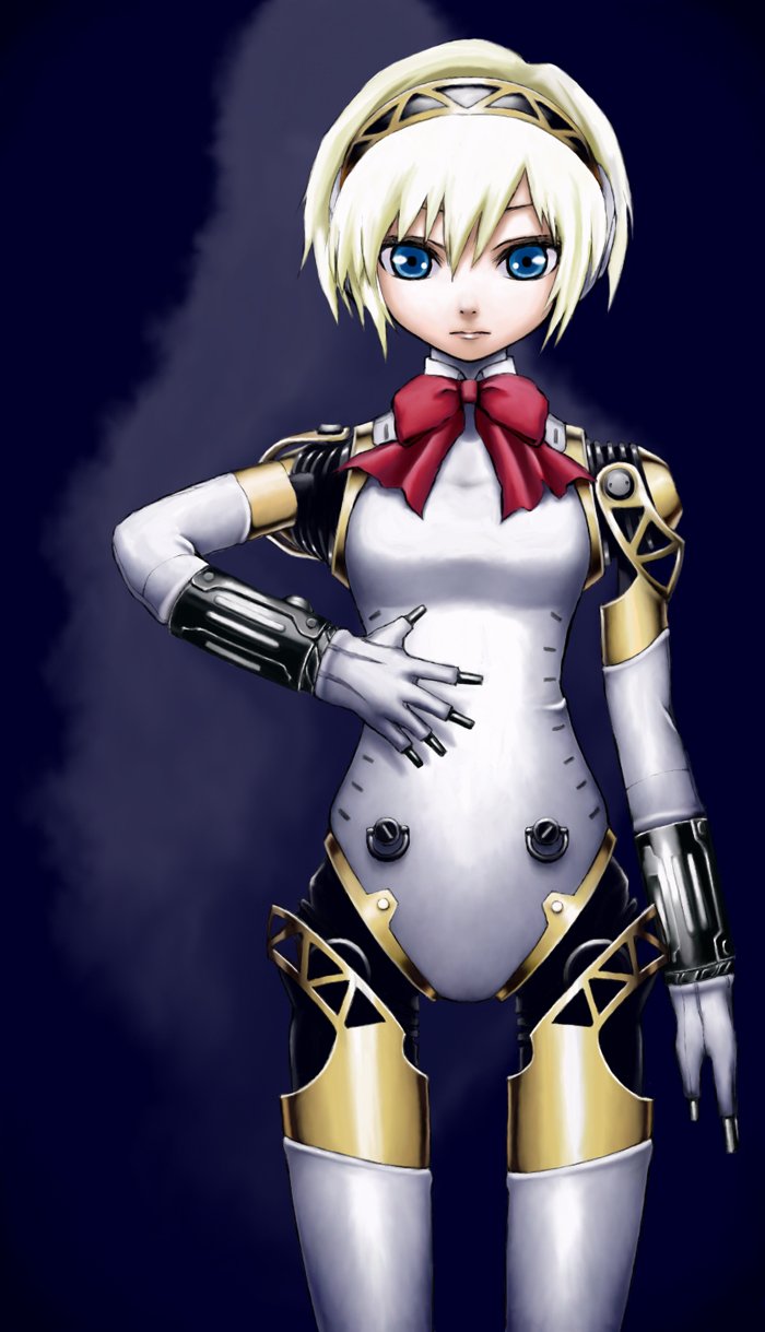 1girl, aegis, aegis_(persona), android, atlus, bad_id, blonde_hair, blue_eyes