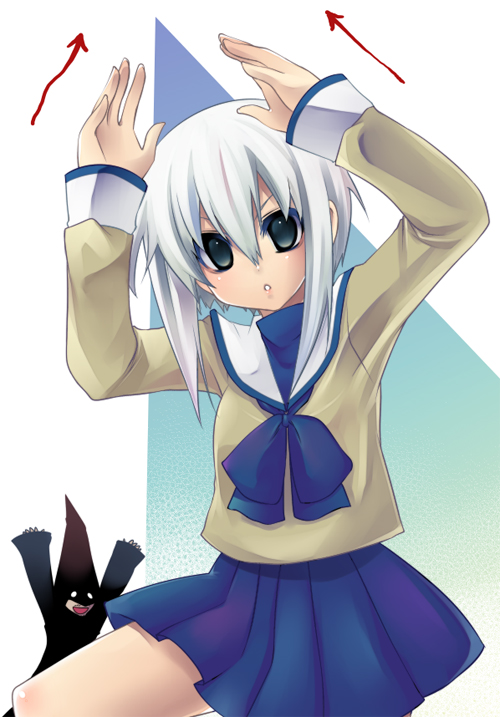 1boy, 1girl, caramelldansen, chronicle_2nd, noah_(sound_horizon), rukia_(sound_horison), school_uniform, serafuku
