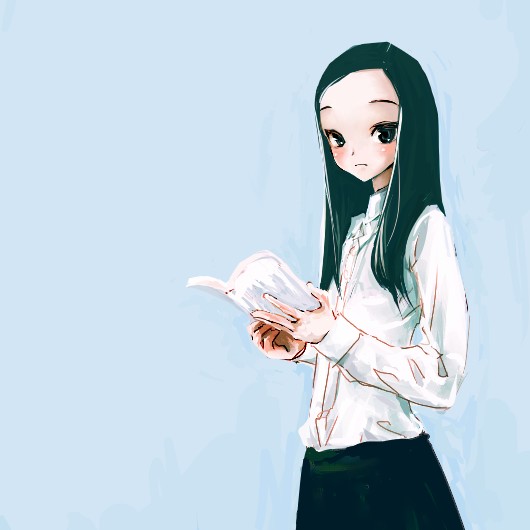 1girl, book, kanii_rate, reading, solo