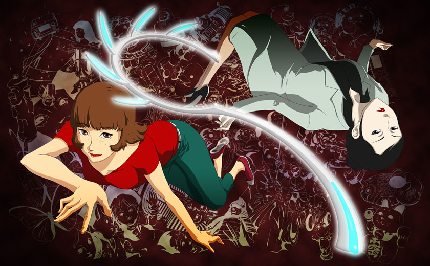 2girls, 71, black_hair, brown_eyes, brown_hair, chiba_atsuko, collarbone, dual_persona