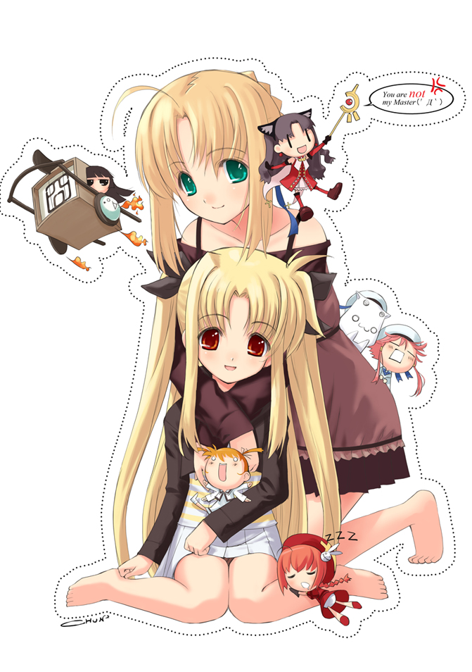 6+girls, achunchun, ahoge, anger_vein, aria, aria_pokoteng, artist_name, artoria_pendragon_(all)