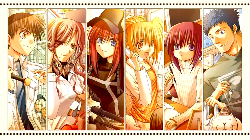 2boys, 4girls, adjusting_hair, azuma_satori, bag, bamboo_blade, baseball_bat, bicycle