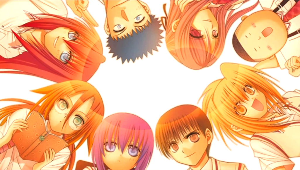 3boys, 5girls, azuma_satori, bamboo_blade, blonde_hair, blue_eyes, blush, book