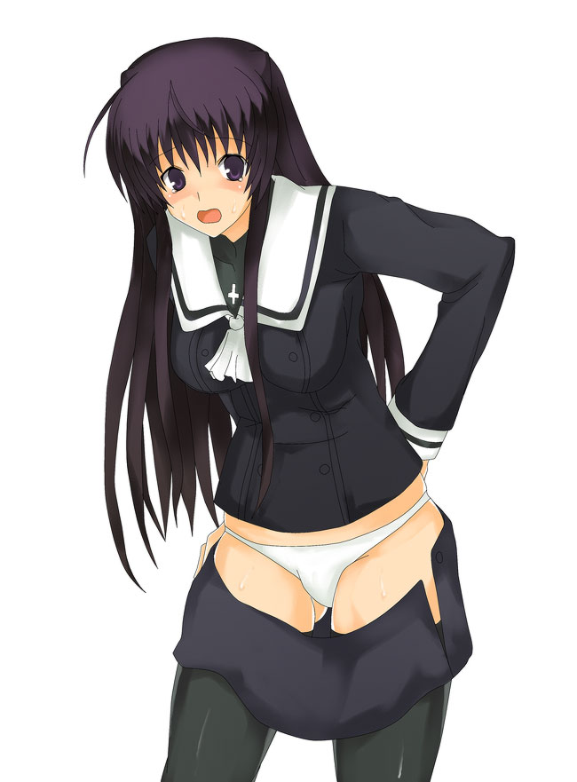 akabane_kureha, arao, dressing, night_wizard, panties, school_uniform, serafuku, thigh-highs
