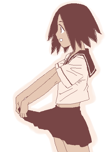 1girl, dark_skin, gusu, lowres, monochrome, oekaki, pink, sayonara_zetsubou_sensei